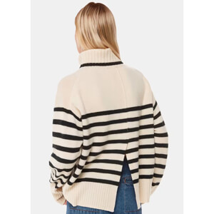 Whistles Ivory Stripe Wool Roll Neck